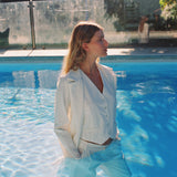 LONG LEG PINSTRIPE PANTS WHITE