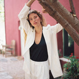 LONG LEG PINSTRIPE PANTS WHITE