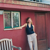 LONG LEG PINSTRIPE PANTS BEIGE