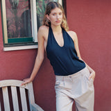 LONG LEG PINSTRIPE PANTS BEIGE