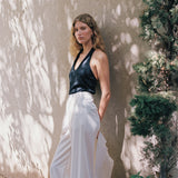 LONG LEG PINSTRIPE PANTS WHITE