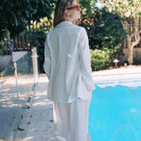 LONG LEG PINSTRIPE PANTS WHITE