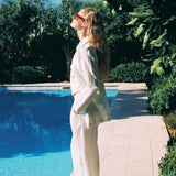 LONG LEG PINSTRIPE PANTS WHITE