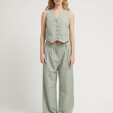 LONG LEG PINSTRIPE PANTS GREEN