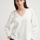 V KNIT TOP WHITE