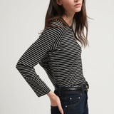 STRIPES NIKI COTTON TOP BLACK