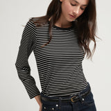 STRIPES NIKI COTTON TOP BLACK