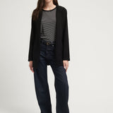 STRIPES NIKI COTTON TOP BLACK