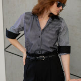 GALIT MIX STRIPES BLOUSE BLACK(&WHITE)