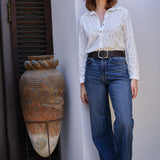 TAL MAN CROCHET BLOUSE WHITE