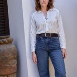 TAL MAN CROCHET BLOUSE WHITE