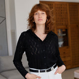 TAL MAN CROCHET BLOUSE BLACK