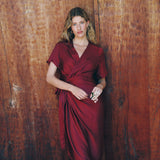 MIKI WARP DRESS BURGUNDY