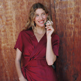 MIKI WARP DRESS BURGUNDY