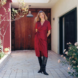 MIKI WARP DRESS BURGUNDY