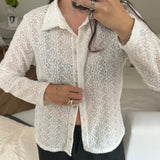Orna flower lace blouse white