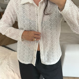 Orna flower lace blouse black