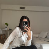 Orna flower lace blouse white