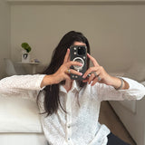 Orna flower lace blouse white