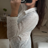 Orna flower lace blouse white