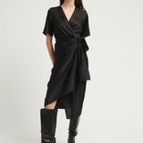 MIKI WARP DRESS BLACK